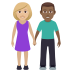 👩🏼‍🤝‍👨🏾 woman and man holding hands: medium-light skin tone, medium-dark skin tone display on JoyPixels